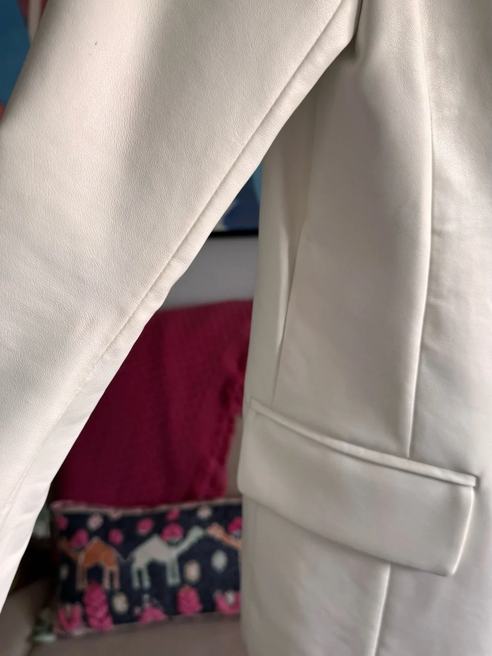 Pistola Joni Ivory Faux Leather Double-Breasted Blazer Size XS
